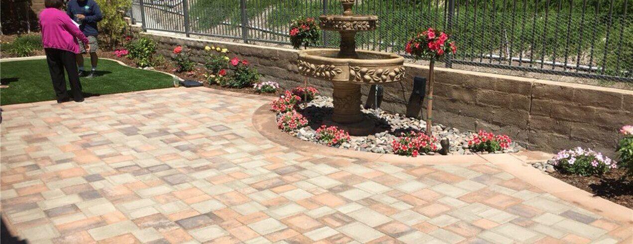 Complete backyard overhaul with pavers, vegetable garden, Triton turf, putting green, plants, concrete – water fountain – Rancho Mission Viejo Patios Are The Base Of Any Outdoor Living Area, Riverside Pavers, Turf